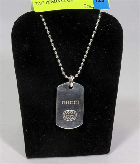 gucci 925 silver dog tag necklace|Gucci dog tags for sale.